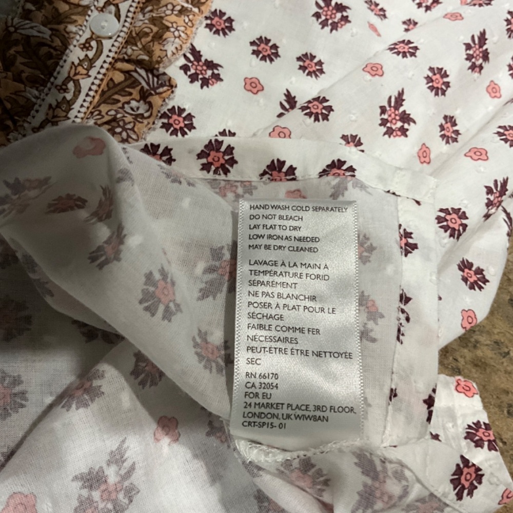 Cleobella White Blouse with Rust Floral Motif and Brown Trim - Picture 10 of 12